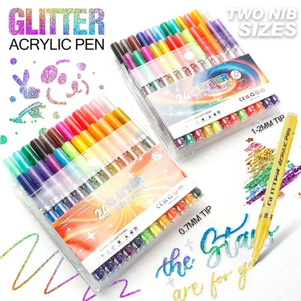 24 Colors Acrylic Pen Set 12 Colors Art Markers Pen Set Water-Based Pen Wood Art