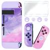 DLseego Switch Split Cover for Full Easy To Attach and Analog Stick Cute Cat Claw Paw Tempered Glass Durable Purple Case, Switch, Protection,