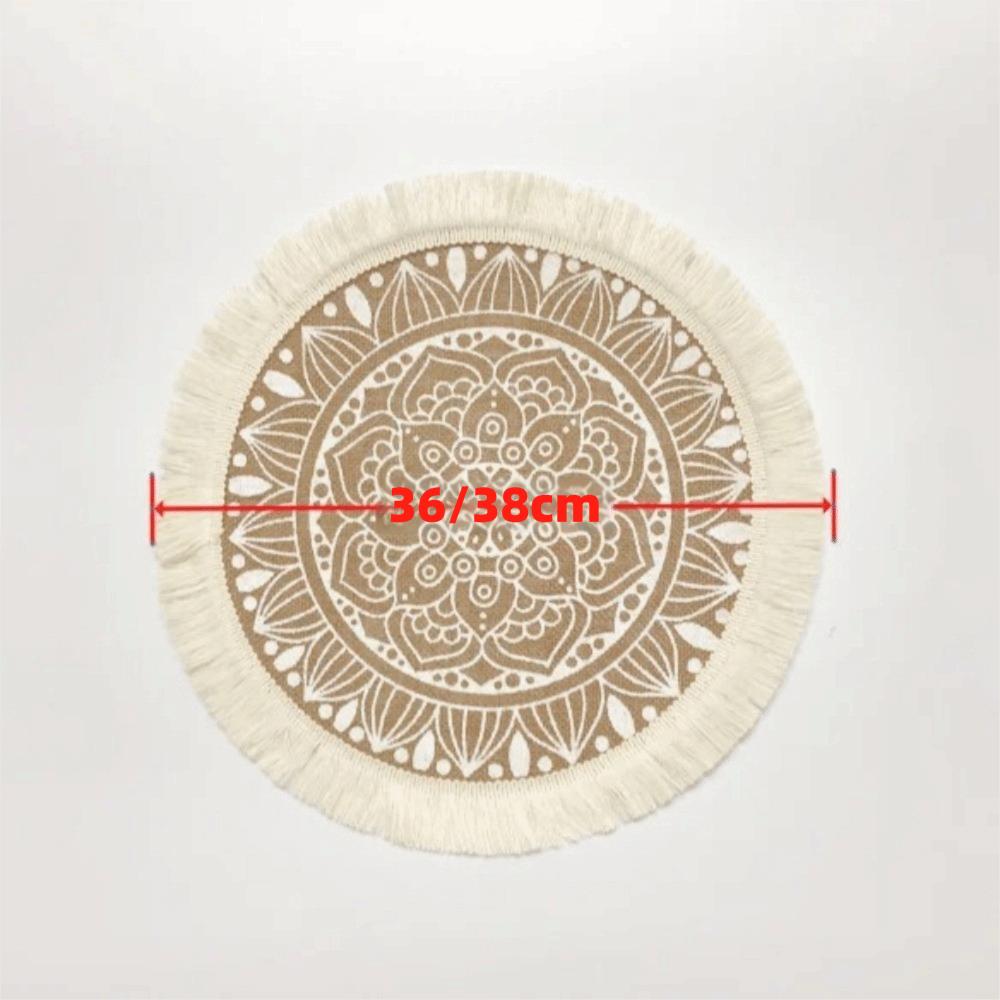 36/38cm Braided Place Mats Heat Resistant Cup Coaster Mat Vintage Round Placemat  Dining Table