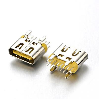 USB 3.1 Type-C Female Socket, Vertical Insertion, 6.5mm, Ejector Pin Long 1.3, With/without Spring, Tape.