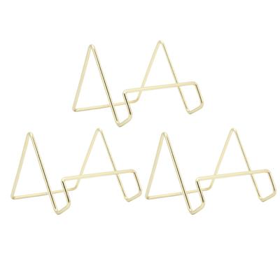3 Stück Draht Tellerständer Gold Schlicht Stilvoll Geometrisches Design Rostbeständig Draht Tellerständer Halter Staffelei Display