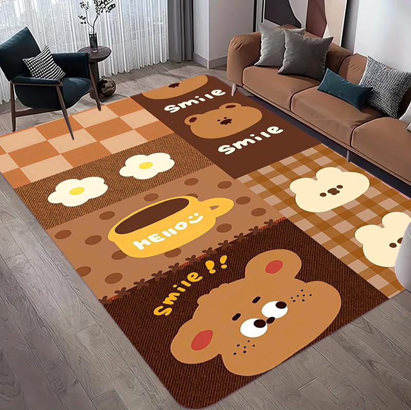 

Cute Cartoon Bear Patchwork Area Rug Kids Playroom Print Washable Non-Slip Carpet Floormat for Living Room Girls Bedroom Cozy 40x60CM