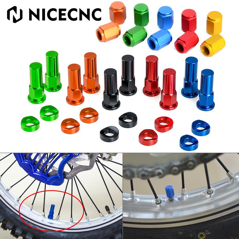 Rim Lock Nuts Bolts Spacer Valve Cap Motocross Dirt Bike For Yamaha YZ YZF TTR KTM Honda Kawasaki Suzuki BMW Husqvarna GasGas