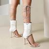 Botas de Mujer Estilo Cool con Tiras Sandalia de Tacón Alto Correa Talla Grande 34-48 Zapatos de Mujer