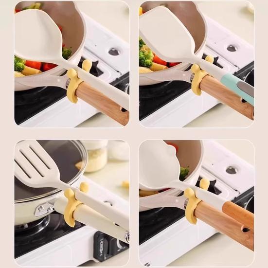 Silicone Pot Lid Clip Spoon Holder Bracket Anti-overflow Support Rack for Kitchen Universal Spatula Holder Clip
