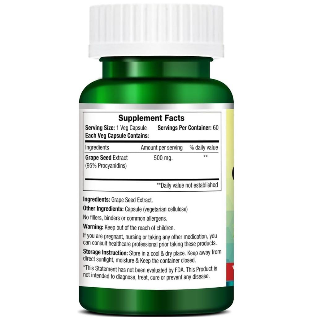 Morpheme Remedies Grape Seed Extract 500 mg - 60 Veg Capsules