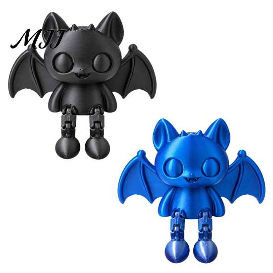 Small Gothic Ornament 3D Printed Articulated Bat Figurine, Flexible Cartoon with Movable Jointed Toy Joints, Desktop Animal Sitter for Home