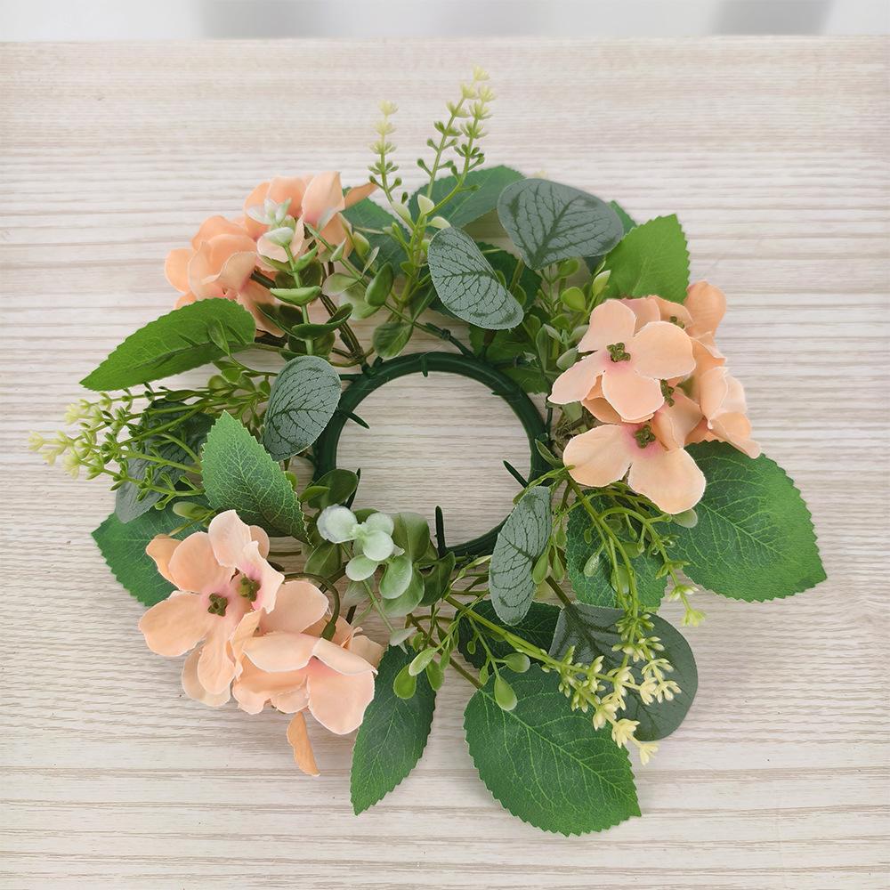 

Hydrangea Eucalyptus Leaf Candlestick Small Wreath Simulation Green Plant Indoor Wedding Desktop Decoration Ornament шампанского