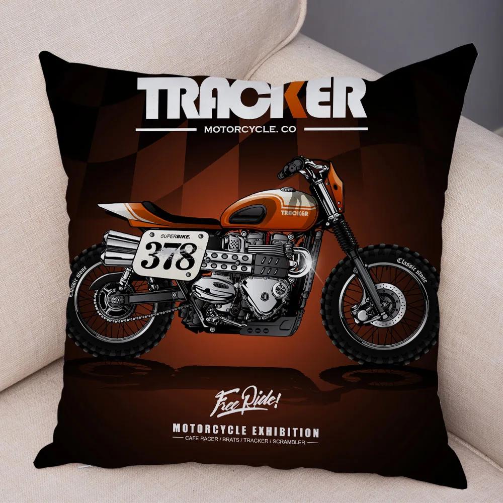 Super Soft Plush Cushion Cover 45x45cm Cartoon Motorcycle Pillowcase Decor Car Printed Pillow Case for Home Sofa Children Room