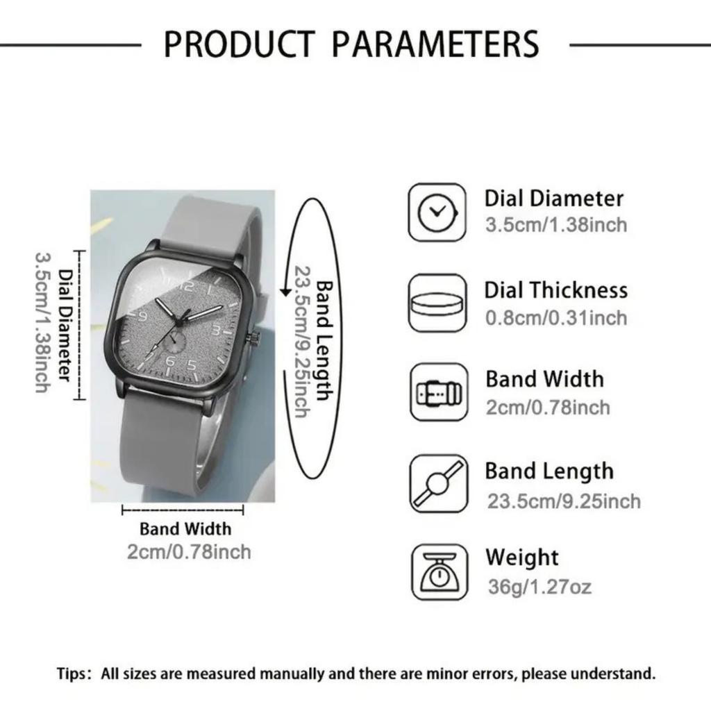 Quadratische Uhr Lässiges Silikonarmband Quarzuhren Sportliche Armbanduhr für Männer Frauen Studenten