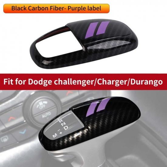 Gear Shifter Control Knob Cover for Challenger Charger 2015+ Carbon fiber&Purple