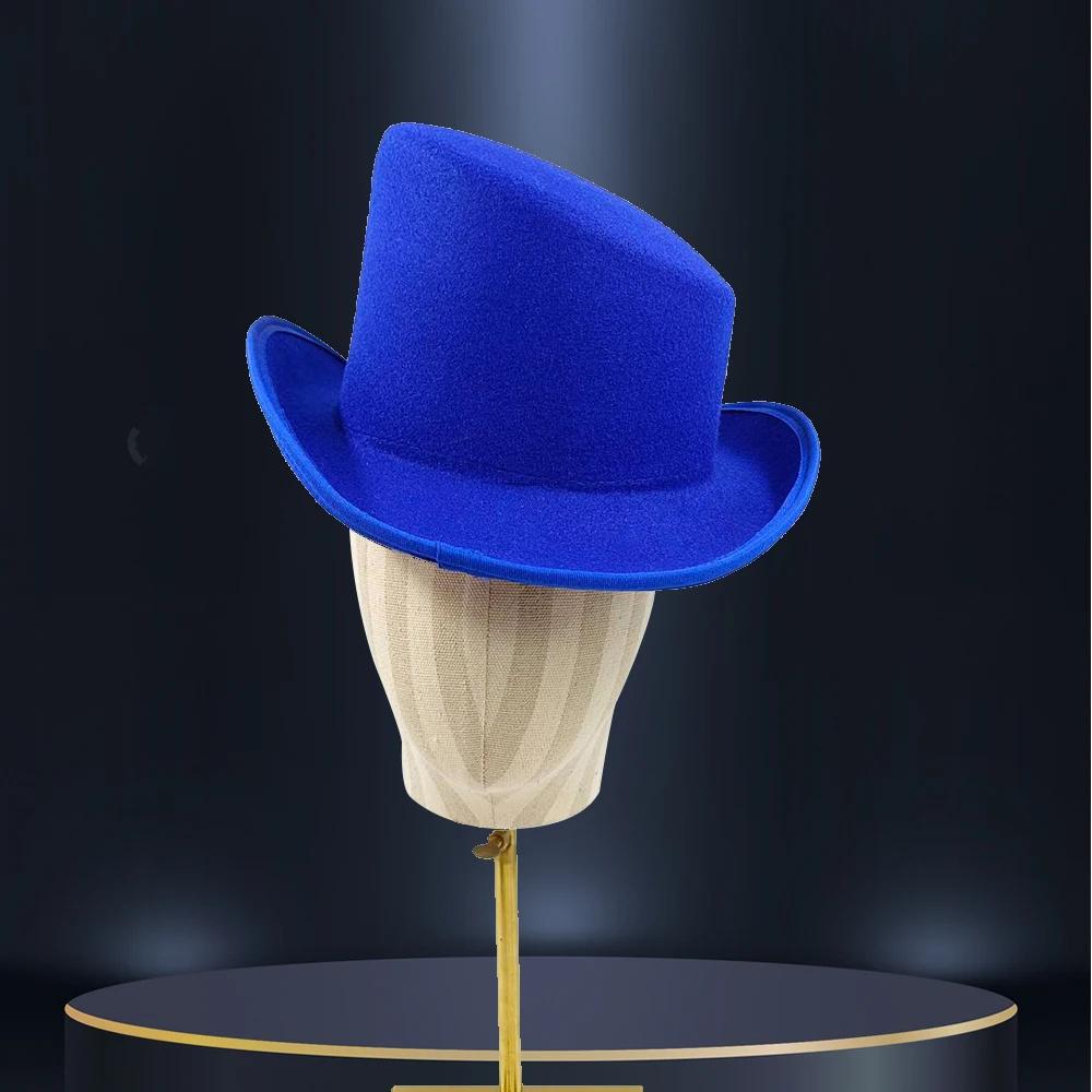 Sloping Top Man Fedora Unisex Gentleman Cosplay Derby Bowler Hat British Shape Hat Autumn Winter Magic Hat Feather Accessories