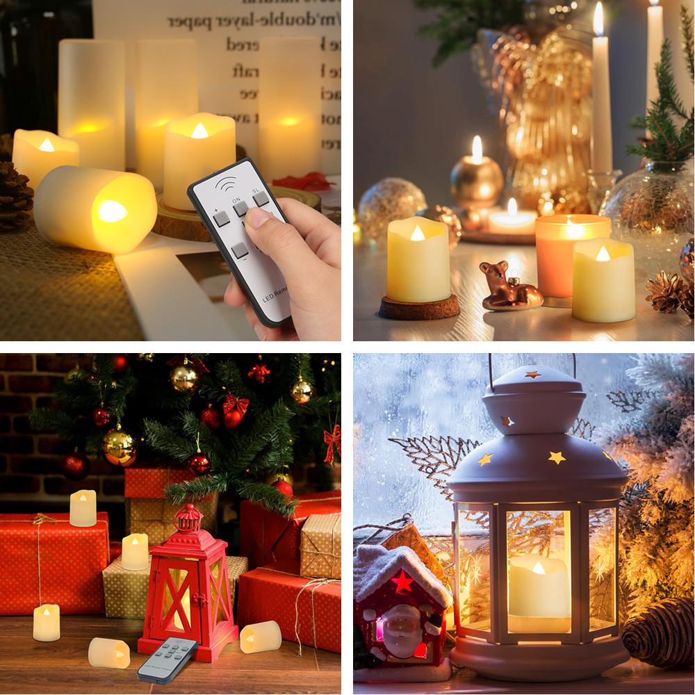 Rechargeable Flameless Votive Candles with Timer Remote Flickering LED Tea Lights with USB Charging Cable Electric Xmas Candles