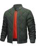 2024 Men's Autumn/Winter Stand Collar Diamond Quilted Jacket - Lightweight, Warm, and Trendy