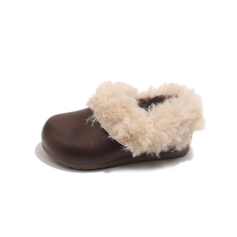 Зимние плюшевые туфли в стиле Birkenstock для девочек Теплые хлопковые тапочки на толстой подошве с бархатом Size 21 Length 138cm темно-коричневого 1600₽