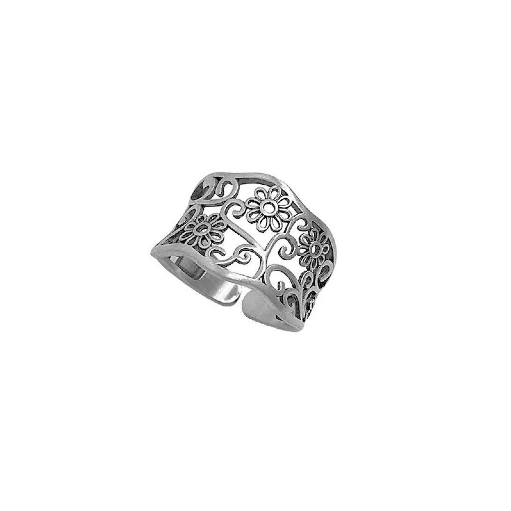 Elegant Chinese Style Adjustable Flower Ring for Women - Versatile, Artistic, and Fashionable Index Finger Accessory.