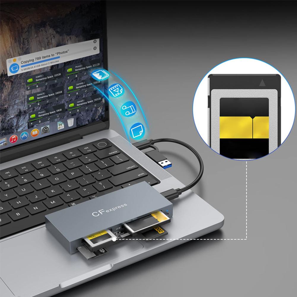 6 in 1 CFexpress Type B/CF/XD/MS/SD/TF Memory Card Reader 10Gbps CF Express B Card Reader with Cable for Windows XP  OS