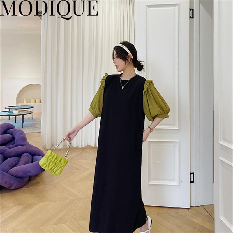 MODIQUE Summer Plus Size New Dress Shirt Women Loose Streetwear Cotton Linen Sweet  Dress - Casual Female Dresses O-Neck Lantern Sleeve