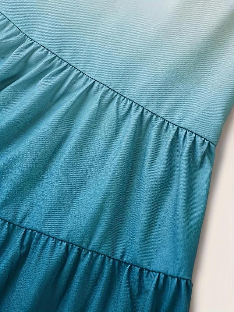 Gradient Plus Size V-Neck Casual Short Sleeve Cover-Up Shirt