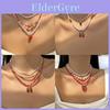 Ensemble collier et ras-de-cou ras-de-cou à plusieurs rangs de perles, pendentif fraise d'été pour femme