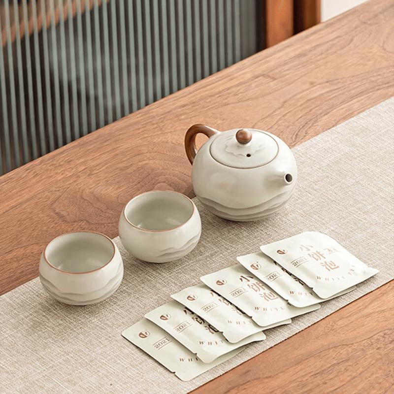 Gold Inlaid Jade Ru Kiln Kung Fu Tea Set