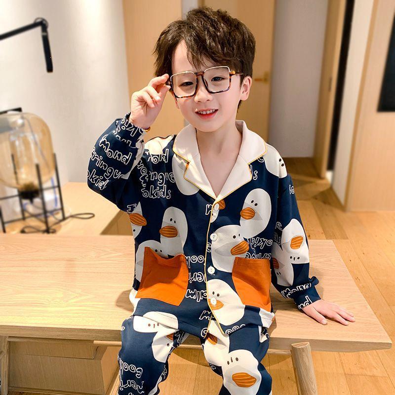Spring & Autumn Children's Cartoon Cardigan Pajamas for Boys & Girls - Long Sleeve, Loose Fit, S/M/L Sizes