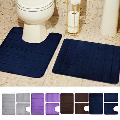 3 Pieces Bath Mat Set Bathroom Rug Water Absorption Non-Slip Thick Machine Washable Quick Dry Toilet Mat Shower Carpet