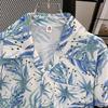 Strapping Rural Plant Floral Print Cuban Collar Short Sleeve Printed Shirt Men's Hawaiian Japanese-Style Retro Hong Kong Style Casual Top