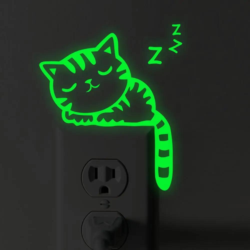 Cartoon Luminous Glow Switch Sticker On The Dark Wall Stickers Home Decor Children's Room Decoration The Moon Star Cat Sticker