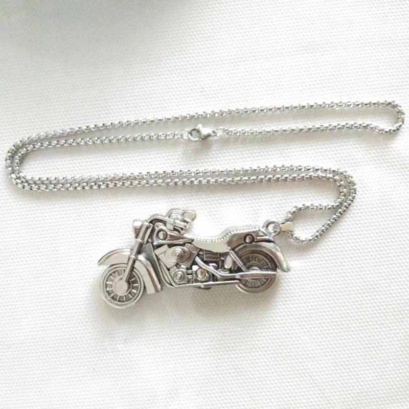 Retro Motorcycle Motorcycle Necklace Trendy Male Punk Ins Student Harley Motorcycle Versatile Pendant New Style