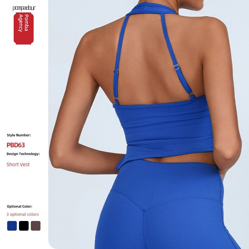 Foreign Trade with Chest Pad Cross-Border Fashion New Arrival Yoga Split Vest Women's High Elastic Quick-Drying Beauty Back Exercise Workout Top