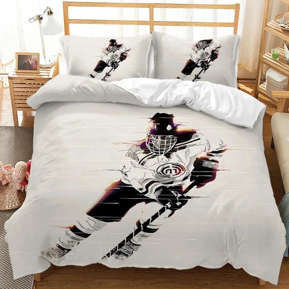 Comforter Ice Hockey Twin Hockey Sport Player Bedding Set Winter Extreme Sport Game Comforter Soft Polyester Quitl