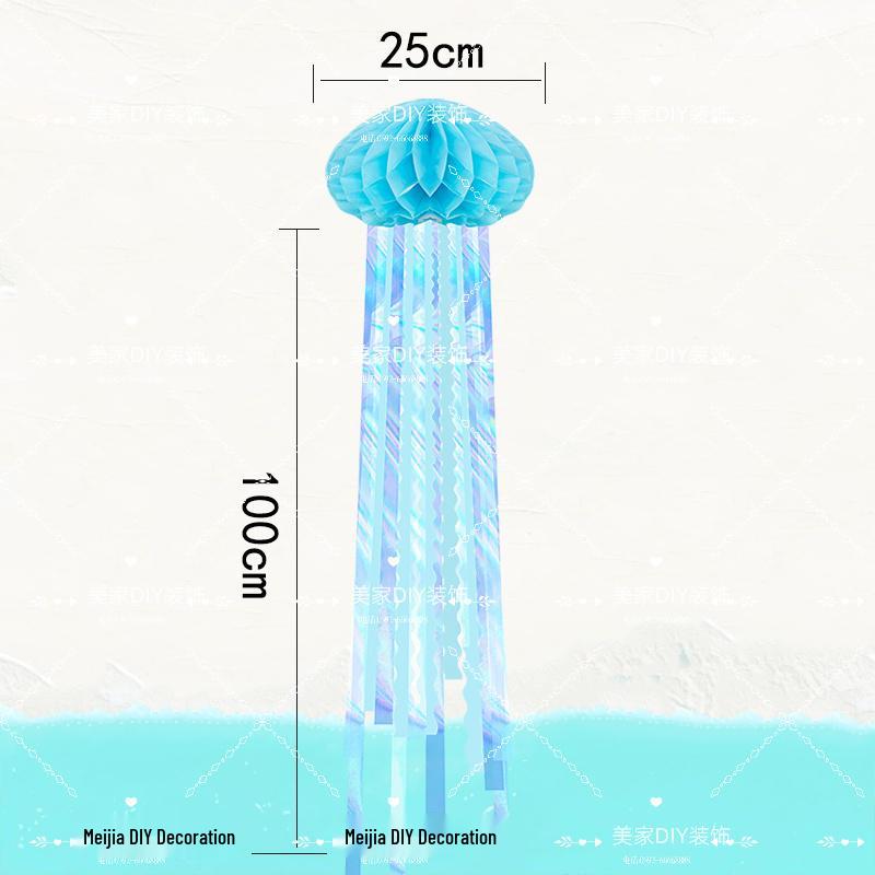 Blue Ocean Sky Tassel Ribbon Flag - Western Summer Theme Crepe Decoration