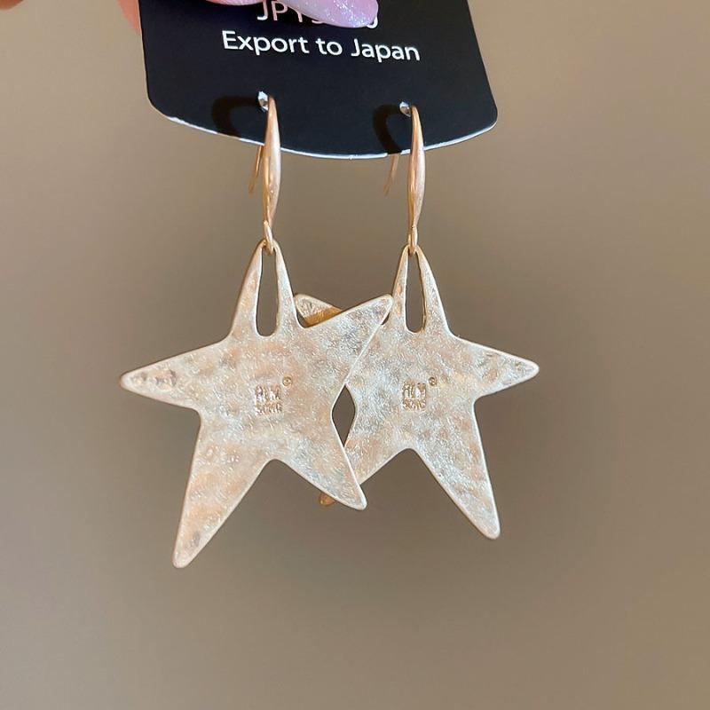 Folded Star Irregular Pendant Metal Ear Hook Stylish Simple Earrings Niche Design Earrings