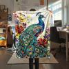 1Pc Peacock Print Flannel Blanket, High quality Comfortable for All Seasons, Home Decor, Warmth and Comfort, Perfect for Christmas Gifts W121