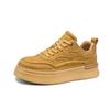 Korean version leather surface retro fashion casual board shoes men's low-top lace-up thick-soled heightening shoes student niche trendy shoes