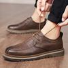 Men's Autumn and Winter New Retro British Trend Low-top Lace-up Business Tooling Casual Leather Shoes Wear-resistant Heightening Men's Shoes