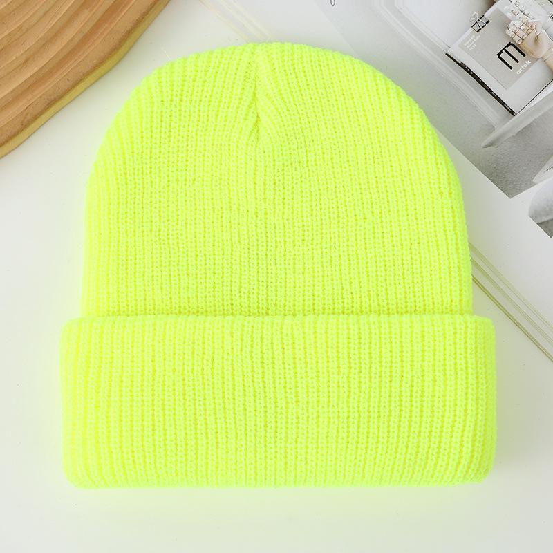 

Однотонная двухслойная вязаная шерстяная шапка-бини - Уличная теплая шапка-пуловер One Size