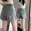 Retro High-waisted Denim Wide-leg Shorts Women's Summer Plus Size Loose and Thin Raw-edge Pants