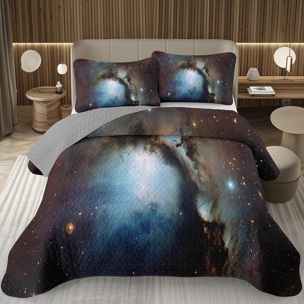 Galaxy Bedding Set Twin Queen Size for Girls Boys Teens Room Decor, Starry Sky Bedspread, Cosmos Nebula Trippy Quilted Coverlet