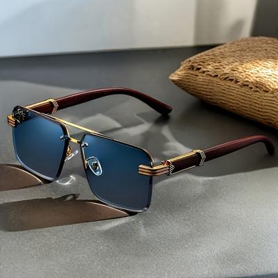 Occhiali da Sole Fashion Senza Montatura Vintage per Donna Aste con Fantasia Legno Stile Concavo Cool Occhiali Decorativi
