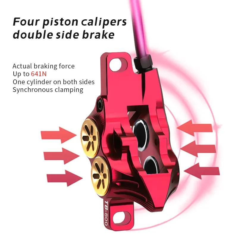 TANKE MTB 4 Piston Hydraulic Disc Brake 900/1700mm  4 Piston Resin Brake Pads Oil Pressure AM DH Road MTB Ultralight Disc Brake