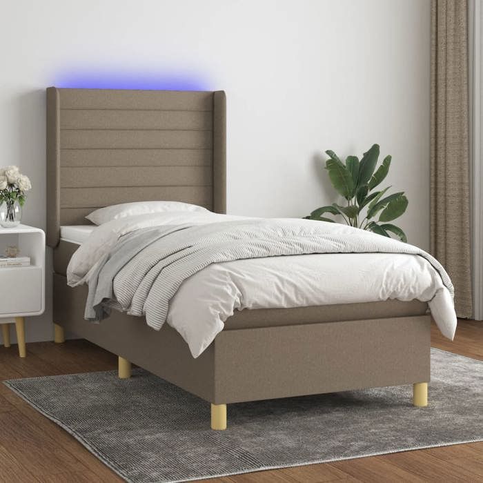 VidaXL Slat Bed Base with Mattress and LEDs, Upholstered Bed, Single Bed, Adult Bed for Interior Bedroom, 3138913