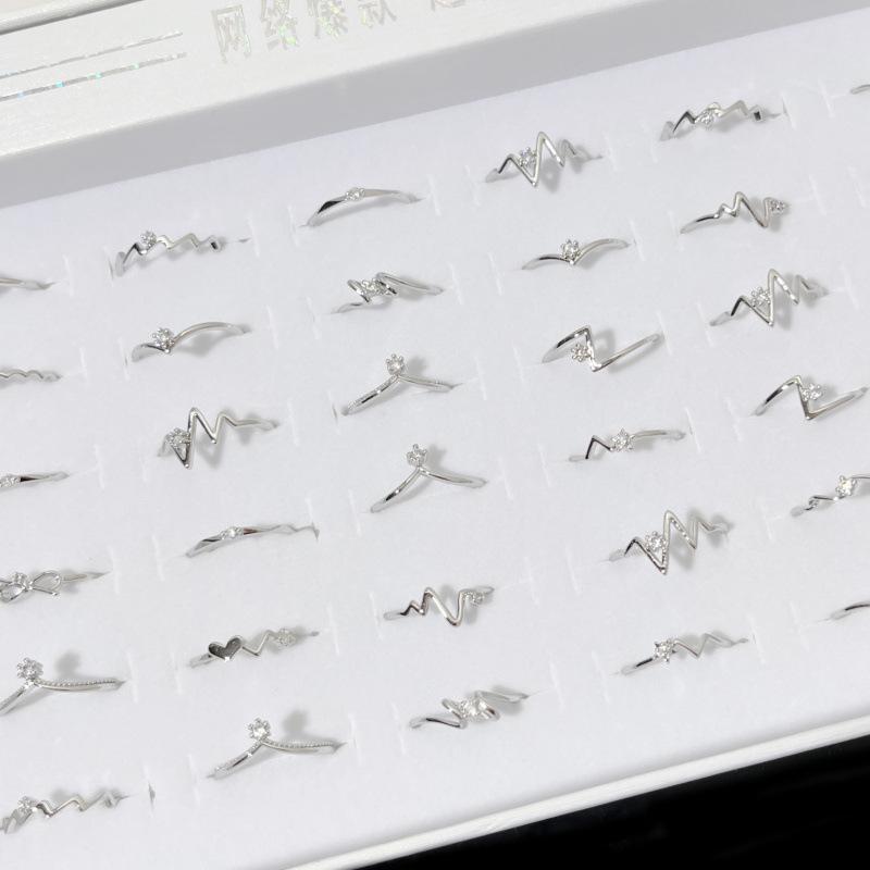 10Pcs Simple Zirconia Ring - Women s Open Adjustable Stud Ring Accessory Ring