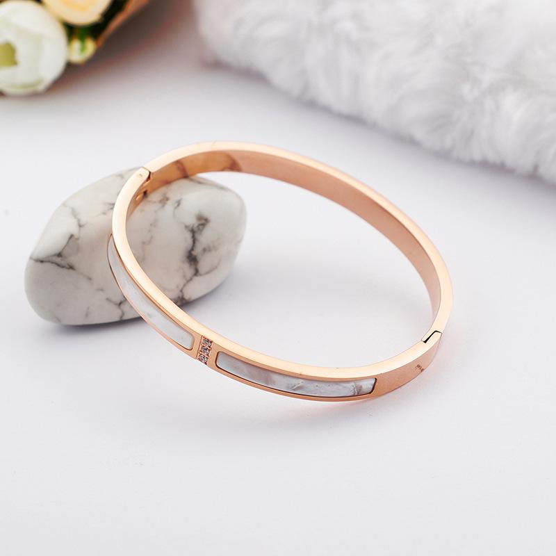 Titanium Steel Bracelet With Diamond Shell Titanium Steel Geometric Round Bracelet Diy Niche Design Jewelry