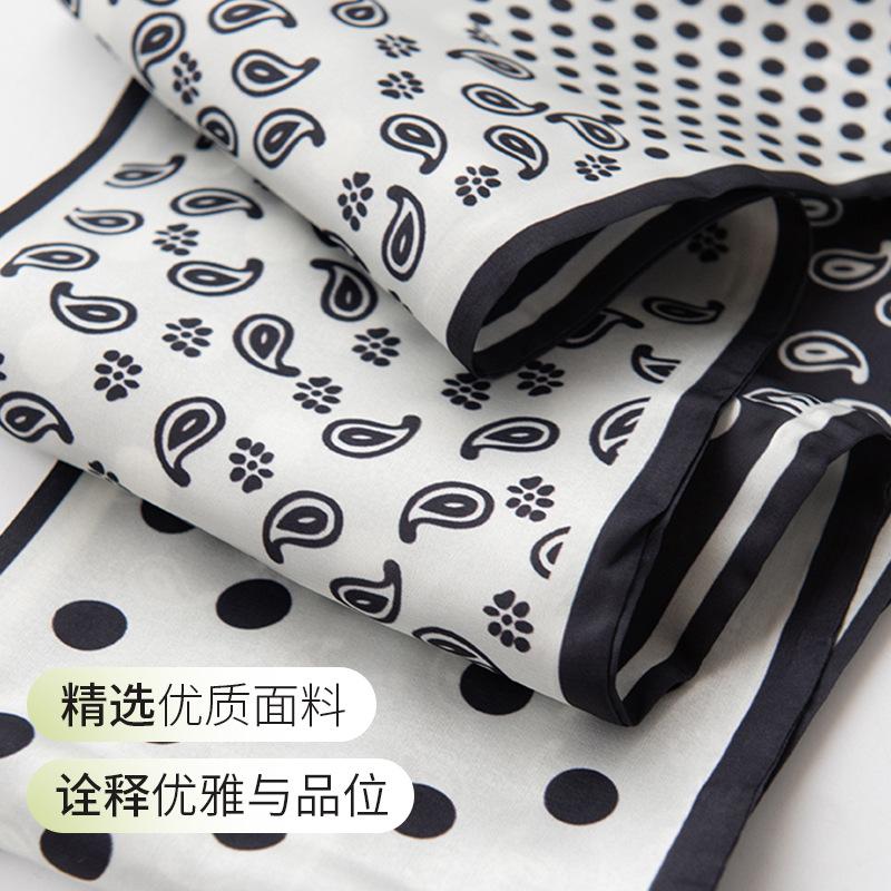 New European and American Style Simulation Silk Scarf Narrow Strip Cashew Flower Scarf Versatile Women's Scarf Elegant Fashion Shawl