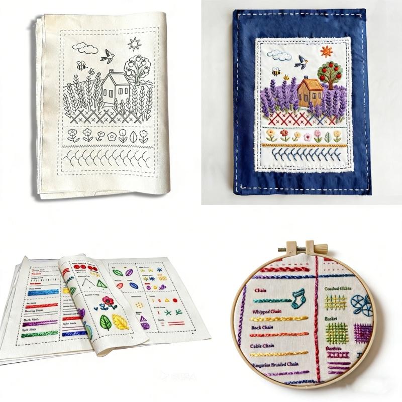 Complete Embroidery Book Sewing Books Set Includes Needle Thread Patterns And Step By Step Instructions