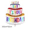 Happy Birthday Cake Balloons Large 3-Layer Color Candle Cake Balloons Bear Cake Ballon for Kid Birthday Party Baby Shower Decors