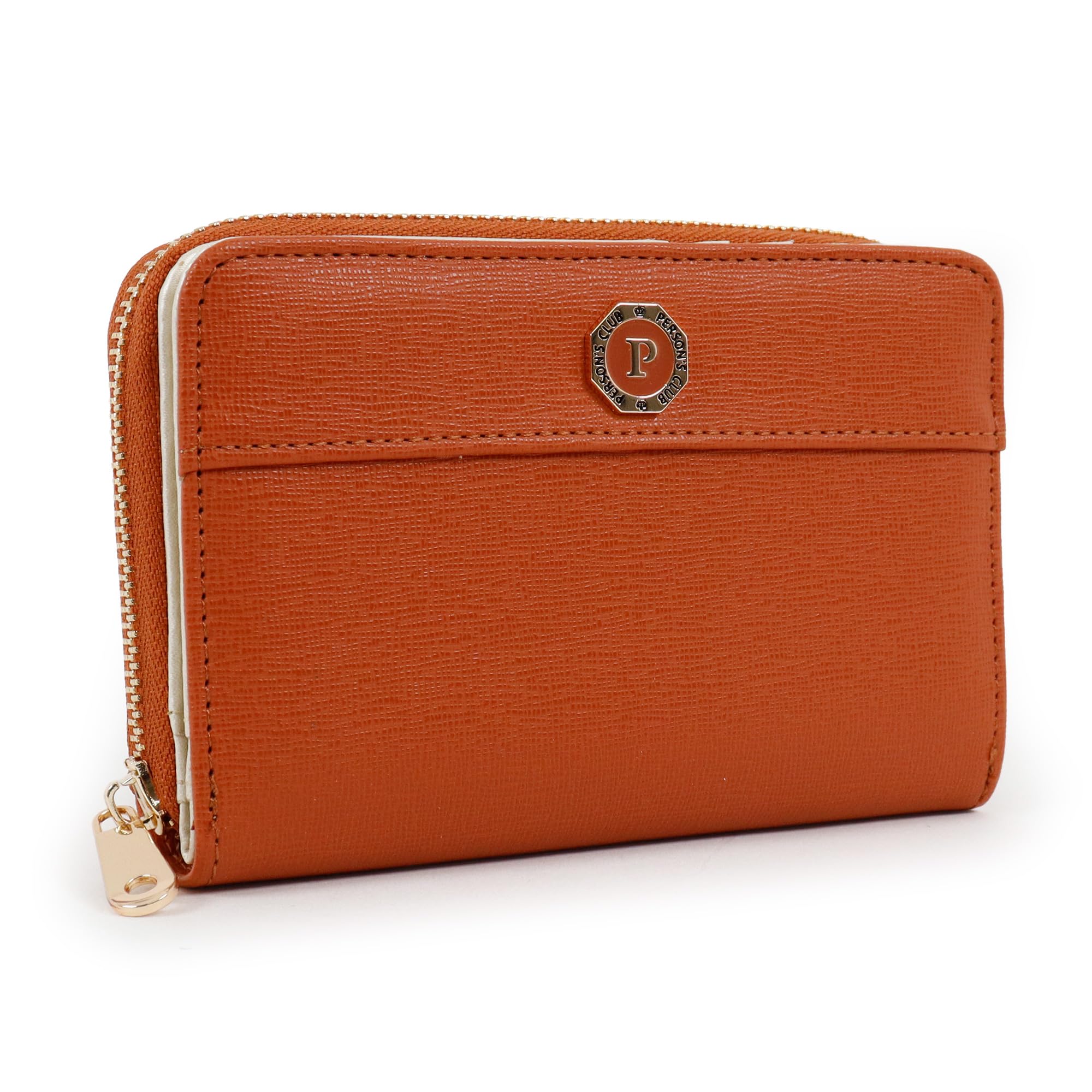 Клубный кошелек Parsons Bifold Большой Круглый с Отделением для Карт Финансовый Восьмиугольный Фэн-Талисман Счастливый Элегантный Дизайн Женский Кошелек, Вместительность, Молния, Чехол, Счастливый, Удача, Брошь, оранжевый