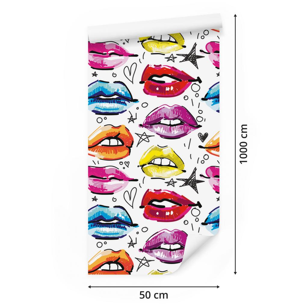 Colorful Lips Wallpaper for Living Room and Bedroom 50x1000